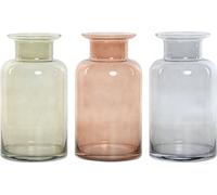 Vase Home ESPRIT bleu vert cristal ambre 14,5 x 14,5 x 26,5 cm (3 pièces)