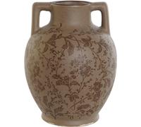 Vase Home ESPRIT brun vert faïence feuille de plante 17 x 17 x 22 cm