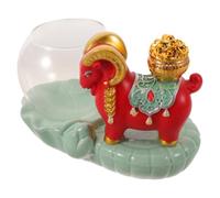 Vase Hydroponique Décoratif en Céramique, Mascotte Mouton Porte-fleurs | Rouge, Style Année du Mouton Amulette Feng Shui, pour Boutures et Petites Plantes, Fenêtre, Bureau