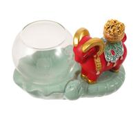 Vase Hydroponique Mouton Amulette Décoratif pour Bureau et Intérieur | Résine Céladon et Porcelaine, Rouge Transparent, pour Mini Plantes et Fleurs Coupées, Vitrine