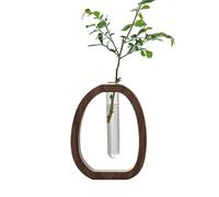 Vase hydroponique - Vases hydroponiques décoratifs transparents - Tubes à essai avec support en bois - Décoration de table pour la maison, le bureau, le style maison de campagne, les fêtes de mariage