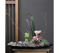 Vase japonais en céramique Ikebana - Fournitures d'arrangement floral - Récipient pour vase Ikebana et pot de fleurs rond grenouille A06