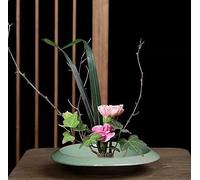Vase japonais en céramique Ikebana - Fournitures d'arrangement floral - Récipient pour vase Ikebana et pot de fleurs rond grenouille A07