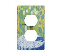 Vase jaune aquarelle avec tulipes blanches, couvercle d'interrupteur, plaque murale décorative pour cuisine, salle de bain, taille 7 x 11,4 cm