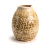 Vase Kimia taupe 20 cm - Amadeus - Jaune - Grès G