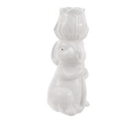 Vase Lapin en Céramique Blanc pour Fleurs, Décor Bureau et Mariage