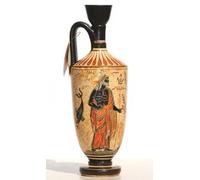 Vase Lekythos en céramique grecque - Déesse antique Athéna et Dieu Poséidon peint à la main - Pot décoratif de 25,9 cm