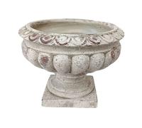 Vase médicis jardin vasque style pierre béton blanc motif vieilli 22cm