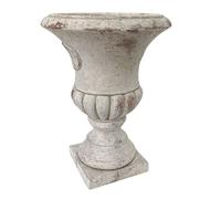 Vase médicis jardin vasque style pierre béton blanc motif vieilli 24cm