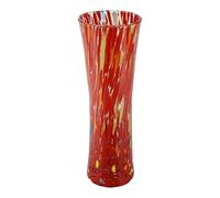 Vase Millefiori en verre de Murano rouge fait main 19 cm de haut Venise Italie