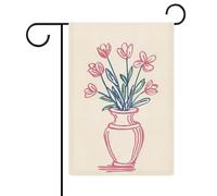 Vase minimaliste de fleurs, drapeau de jardin, maison, cour, extérieur, vacances saisonnières, drapeau double face 30,5 x 45,7 cm