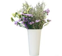 Vase minimaliste en plastique 26 cm pour fleurs séchées (rond, blanc) | Silhouette élégante, s'adapte à la décoration moderne, idéal pour les arrangements secs, décoration de salon, facile à placer