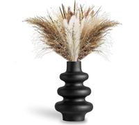 Vase moderne à fleurs séchées | Haut en céramique ondulé | Vase rond noir pour herbe de la pampa | Décoration d'intérieur bohème | Mariage - Table à manger - Salon - Bureau et chambre à coucher