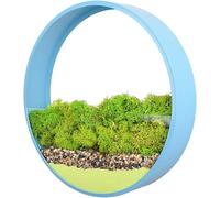 Vase Mural, Roud en Métal Mural Plater Mural Mouted Hagig Fleur Pot Plat Support, Moder Wall Decor Art pour Balcoy Garde, Platig Air Plat, Fleur Séchée, Succulet, Blue, 20cm/10inch