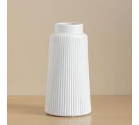 Vase nervuré en céramique Blanche, décoration de Maison Moderne Minimaliste, Vase décoratif, utilisé for Les Tables Mariage, Bureaux, Chambres à Coucher(8 Inch/20 cm)