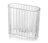 Vase nervuré en verre - Vase à fleurs - Vase moderne et transparent - Pour salon, table à manger, entrée, cheminée, étagère, mariage, bureau