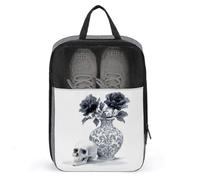 Vase noir effrayant avec roses pour chaussures d'Halloween pour voyage, usage quotidien, sac de rangement anti-poussière pour chaussures de golf