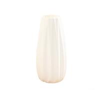 Vase nordique en plastique blanc rayé 18 x 7 cm, lignes verticales minimaliste, léger, élégant, arrangement floral pour salon, chambre à coucher, bureau, étagère, décoration artistique Wabi-Sabi