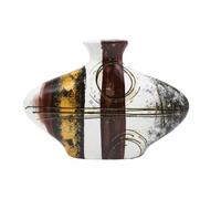 Vase Ovale en céramique avec Motif Abstrait Noir/Marron/doré Dimensions : 7 x 30 x 20 cm