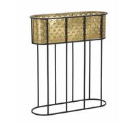Jardinière en métal doré avec base noire cm 60x20x70