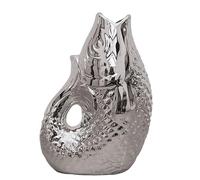 Vase Poisson Bohème Décoratif en Grès Cérame, Symbole d'abondance, Dimension 12 cm (Argenté)