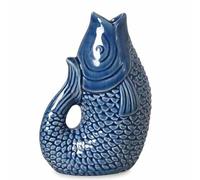 Vase Poisson Bohème Décoratif en Grès Cérame, Symbole d'abondance, Dimension 12 cm (Bleu)