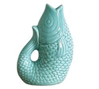 Vase Poisson Bohème Décoratif en Grès Cérame, Symbole d'abondance, Dimension 12 cm (Bleu Ciel)