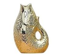 Vase Poisson Bohème Décoratif en Grès Cérame, Symbole d'abondance, Dimension 12 cm (Doré)