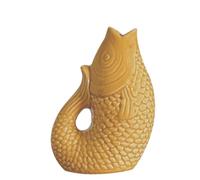Vase Poisson Bohème Décoratif en Grès Cérame, Symbole d'abondance, Dimension 12 cm (Jaune)