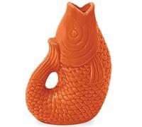 Vase Poisson Bohème Décoratif en Grès Cérame, Symbole d'abondance, Dimension 12 cm (Orange)