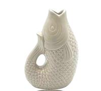 Vase Poisson Bohème Décoratif en Grès Cérame, Symbole d'abondance, Dimension 12 cm (Sable)