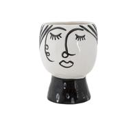 Vase Pot Visage en Porcelaine "Face" 18cm Blanc & Noir