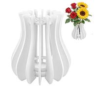 Vase pour bouquet de fleurs Lego - Vase puzzle en bois blanc pour bouquet Lego - Kit de construction pour Lego Botanicals, jonquilles, tournesols, roses, fleurs de cerisier, tulipes, lotus (blanc)