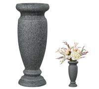 Vase pour cimetière, vase en résine pour tombe avec porte-fleurs pour table de maison, fleurs artificielles ou fraîches, décorations de pierre tombale pour cimetière (1 pièce, gris), la fleur n’est