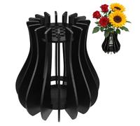 Vase pour Lego Bouquet de Fleurs - Vase Puzzle en Bois Puzzle en Bois Noir pour Kit de Construction de Bouquet Pour Lego Compatible avec Lego Jonquilles, Tournesols Roses Fleurs de Cerisier Tulipes