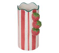Atmosphera – Vase Fruity, rayé en dolomite, rouge et blanc (Fraise) – 15×11×23,5 cm