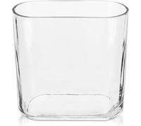 Vase rectangulaire en verre transparent pour fleurs, décoration moderne pour salon, table à manger, mariage, maison, fête de mariage, centre de table (18 cm)
