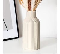 Vase rond en céramique beige mat de 20 cm, design moderne, style bohème,pour une décoration esthétique