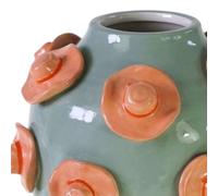 Vase Rond en Dolomite Peint à la Main Bleu-Rose avec Chapeaux 23 cm Décorative