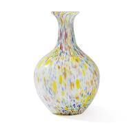 Vase rond en verre soufflé à la main de style Murano - 31,8 cm de haut, vase en verre à large ouverture pour cheminée, centre de table, entrée, salon, décoration de mariage - Décoration d'intérieur en