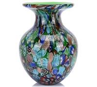 Vase rond en verre vert pour décoration intérieure, vase soufflé à la main pour fleurs, vases en verre coloré bohème pour table de dîner moderne, centre de table extravagant, bureau, table de