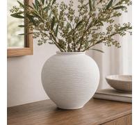 Vase rond texturé en céramique blanche de 22,9 cm pour décoration
