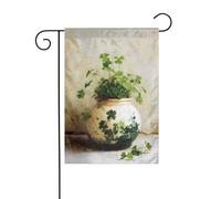 Vase rustique en céramique avec trèfle drapeau de jardin 30 x 45 cm vertical double face ferme vacances décorations extérieures drapeau de cour