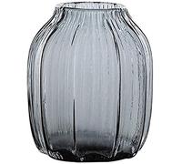 Vase sculpté, vase en verre transparent pour composition florale, vase de sol, grand vase, petit pot de fleurs, décoration pour plantes d'intérieur, fleurs artisanales, gris, M : 11 cm x 31 cm (G