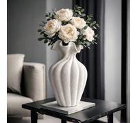 Vase sculptural blanc laiteux mat, vase décoratif moderne pour le sol et la table, décoration d'intérieur de style scandinave minimaliste, élégant pour le salon, la table à manger, centre de table de 