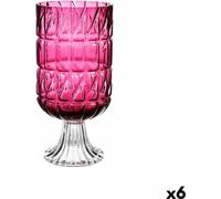 Vase Sculpture Rose foncé Cristal 13 x 26,5 x 13 cm (6 pièces)