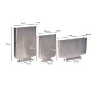 Vase Set de 3 FineBuy Vase à Fleurs Aluminium Vase de Table Déco Moderne Carré