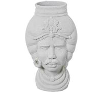 Vase Sol en céramique Buste Africain Blanc 23 x 23 x 40 cm