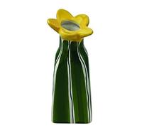 Vase Soliflor Fleur en Faïence, 11,5 cm de Hauteur, Collection Bohème (Vert Fleur Jaune)