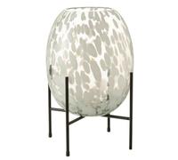 Vase sur Pied Design "Tâche" 38cm Gris & Blanc